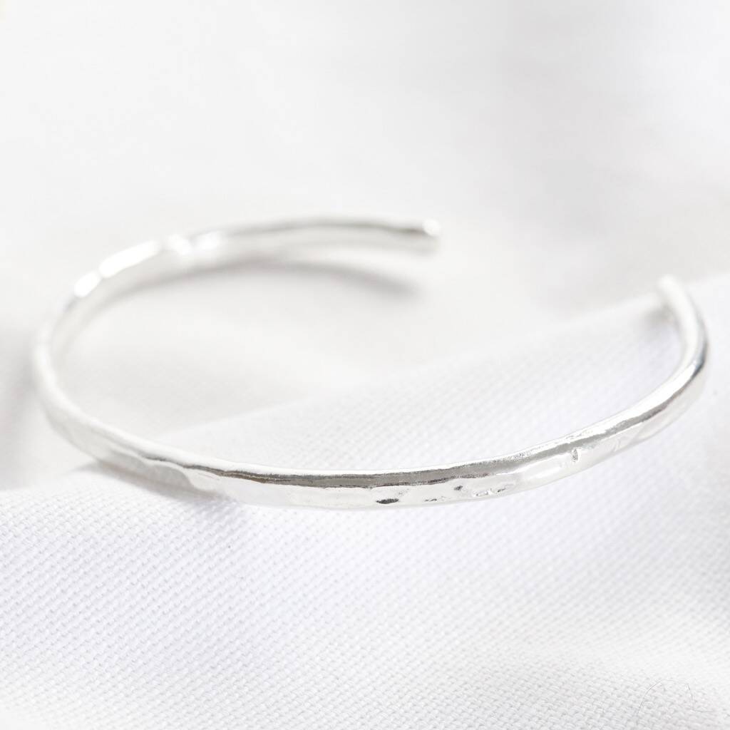 Personalised Hammered Organic Shape Sterling Bangle By Lisa Angel ...