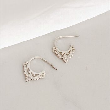 Leia Sterling Silver Hooped Studs, 5 of 7