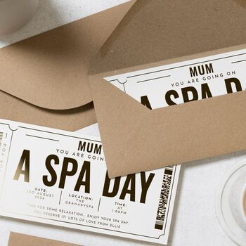 Personalised Spa Day Voucher For Mum Gold Foil, 8 of 9