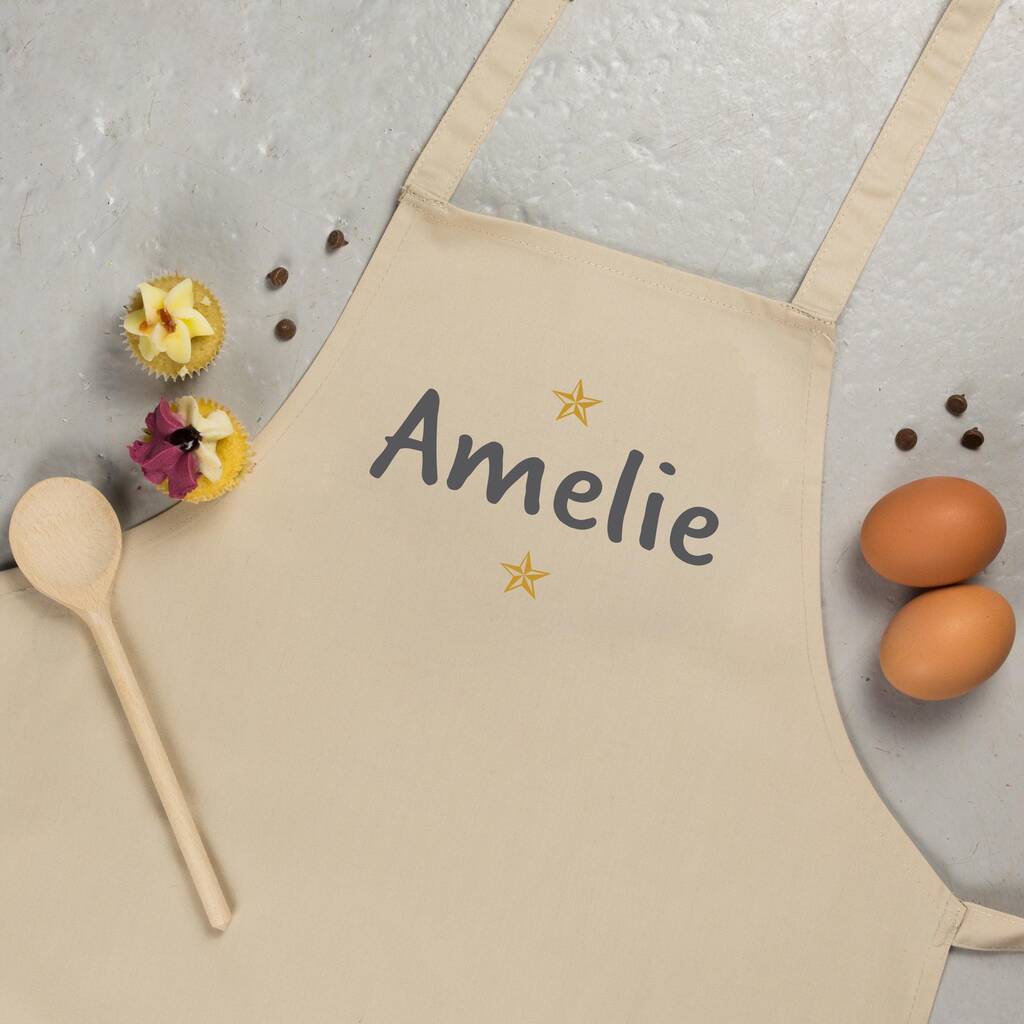 Personalised Childrens Apron With Name And Star Design, 1 of 2