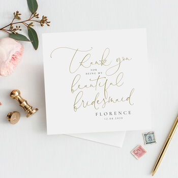 Personalised Thank You Flower Girl Card | Mock Gold, 3 of 4