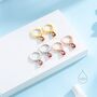Sterling Silver Garnet Red Cz Droplet Hoop Earrings, thumbnail 3 of 12