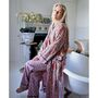 Block Printed Apricot, Navy And Persian Red Floral Cotton Dressing Gown, thumbnail 1 of 8