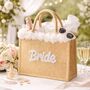 Bride Jute Pom Pom Tote Bag, thumbnail 1 of 3