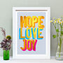 Hope Love Joy Golden Words Art Print, thumbnail 1 of 3