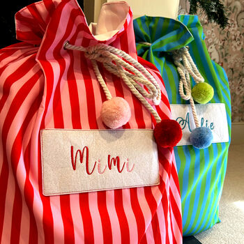 Luxury Striped Personalised Christmas Sack, 3 of 8