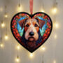 Airedale Terrier Stained Glass Effect Heart Suncatcher, thumbnail 3 of 6