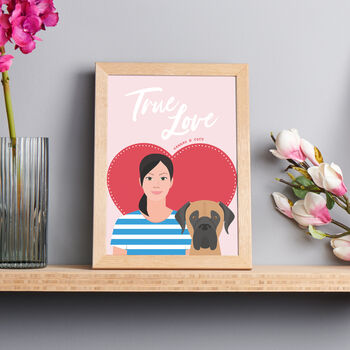 Personalised 'True Love' Dog And Owner Portrait Print, 2 of 12