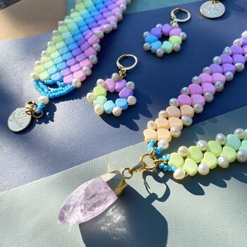 Handmade Pastel Rainbow And Pearl Flower Earrings, 7 of 8