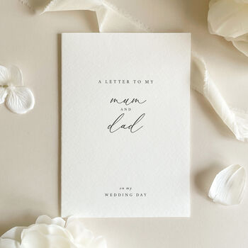 Luxury 'Letter To My Mum And Dad On My Wedding Day' Card, Elegant Calligraphy Design, 8 of 11