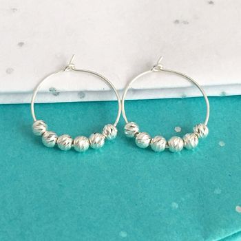 60th Birthday Sparkly Silver Beads Earrings, 2 of 4