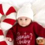 My First Christmas Embroidered Personalised New Baby Knitted Romper, thumbnail 5 of 11