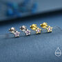 Tiny Amethyst Purple Cz Star Stud Earrings In Sterling Silver, thumbnail 1 of 12