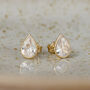 Teardrop 9ct Gold Stud Earrings With Cubic Zirconia, thumbnail 2 of 5