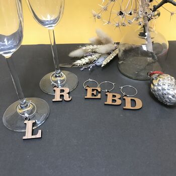 Alphabet Five Christmas Party Wine Glass Charms, 5 of 9