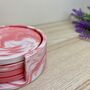 Set Of Four Pink Coasters And Holder, thumbnail 8 of 8