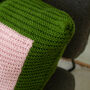 Colour Block Cushion Hand Knit In Emerald And Pink, thumbnail 2 of 5