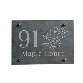 Personalised Floral Slate House Sign, 3 of 3