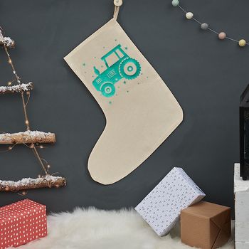 Personalised Christmas Tractor Stocking, 2 of 4