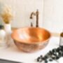 Engraved Matte Copper Vessel Sink With Drain Cap, 400 Mm Diameter, thumbnail 3 of 8