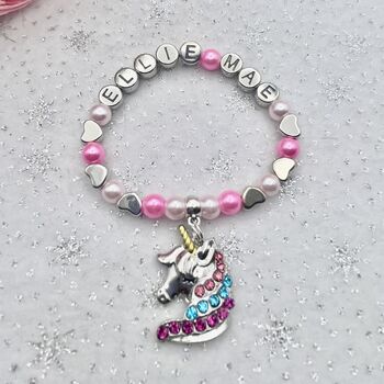 Personalised Unicorn Jewellery Bracelet Gift For Girls, 3 of 12