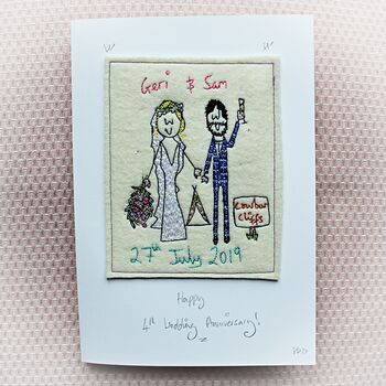 Personalised Anniversary Card, Embroidered, 3 of 3