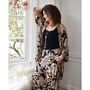 Black, Rose And Gold Floral Baroque Viscose Long Summer Jacket, thumbnail 3 of 5