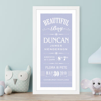 Personalised New Baby Boy Birth Print, 3 of 5