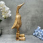 Hand Carved Bamboo Wood Duck Figurine 34cm, thumbnail 3 of 12
