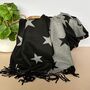 Cashmere Blend Star Scarf In Black And Grey, thumbnail 1 of 3
