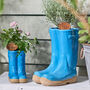 Personalised Blue Welly Boot Planters Gift Set, thumbnail 3 of 11