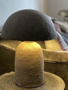 Elara Lamp Papier Mâché And Iron In Natural Grey Or White, 8 of 10