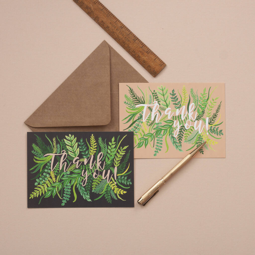 Thank You Notelet Pack Of Eight Foliage Pattern, 1 of 10
