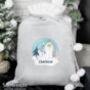 Personalised The Snowman Luxury Grey Pom Pom Sack, thumbnail 2 of 3