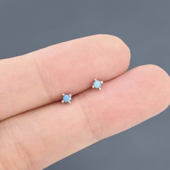 Extra Tiny 2mm Turquoise Stud Earrings, 4 of 11