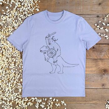 Bear Riding Dinosaur Men's Organic T Shirt, 4 of 7
