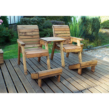 Deluxe Garden Lounger Set Straight With Foot Rests, 2 of 3