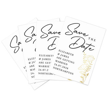 Personalised 'Save The Date' Invites Gold Floral Set Of 36, 5 of 5