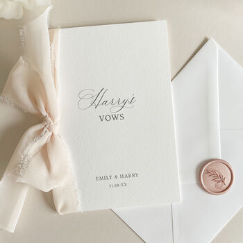 Luxury 'His Vows' Wedding Vows Card, Calligraphy Script, Personalised, 5 of 11