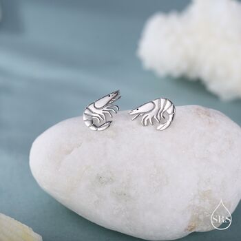 Prawn Stud Earrings In Sterling Silver, 5 of 10