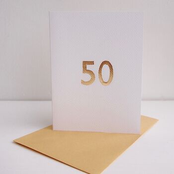 Handmade Gold Leaf 75th / Any Number Birthday Card, 3 of 7