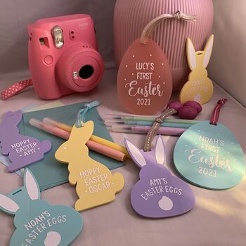 Personalised Hopping Easter Bunny Decoration Pink, 10 of 10