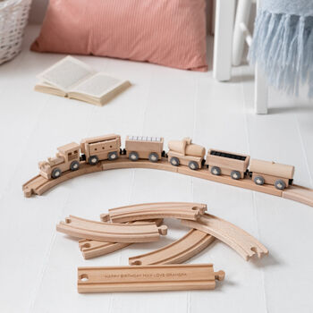 Personalised Birthday Wooden Train Set And Oval Track, 7 of 7