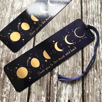 Moon Phases Personalised Metal Bookmark, 2 of 3