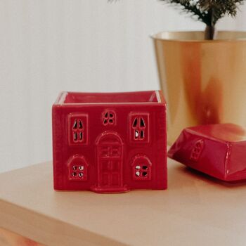 Red Ceramic House Wax Melt Burner, 2 of 5