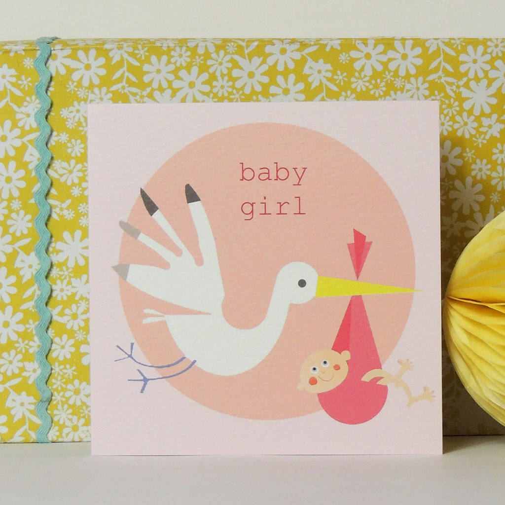 Pink Stork New Baby Girl Card By Kali Stileman Publishing ...