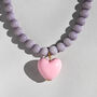 Pastel Purple Bead And Pink Heart Necklace, thumbnail 4 of 7