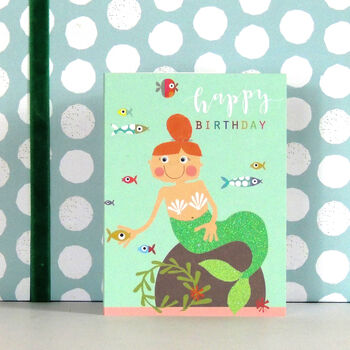 Mini Glittery Mermaid Birthday Card, 3 of 5