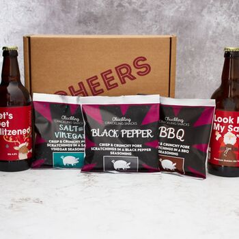 Pork Scratchings And Beer Christmas Gift Box, 2 of 4