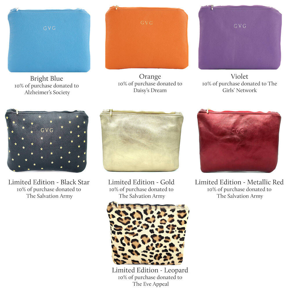 Personalised Leather Clutch Bag By Gvg Accessories